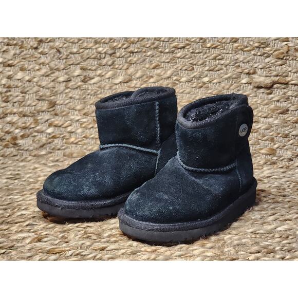 UGG Jona Boot Girls Size 10 Ankle Boots Black Winter Suede Solid - Picture 4 of 12